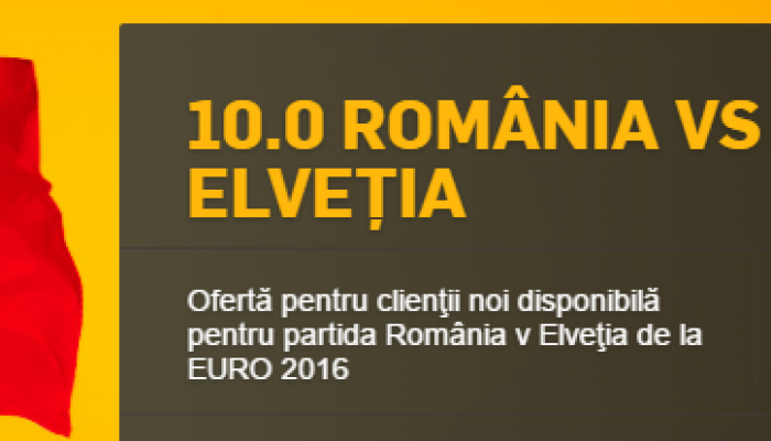 Betfair iti ofera cota 10.00 pentru victoria Romaniei in meciul cu Elvetia! Betfair iti ofera cota 10.00 pentru victoria Romaniei in meciul cu Elvetia!
