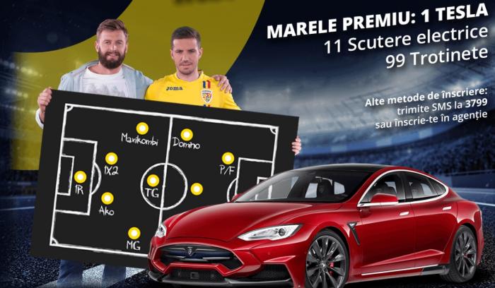 Castiga o masina TESLA, 11 scutere electrice si 99 trotinete daca pariezi la FORTUNA