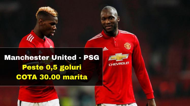 Cota 30.00 marita la Man United - PSG pentru pariul PESTE 0,5 GOLURI Cota 30.00 marita la Man United - PSG pentru pariul PESTE 0,5 GOLURI