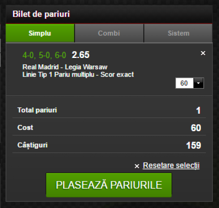 Real Madrid - Legia, pariu de cota 2.65! Real Madrid - Legia, pariu de cota 2.65!