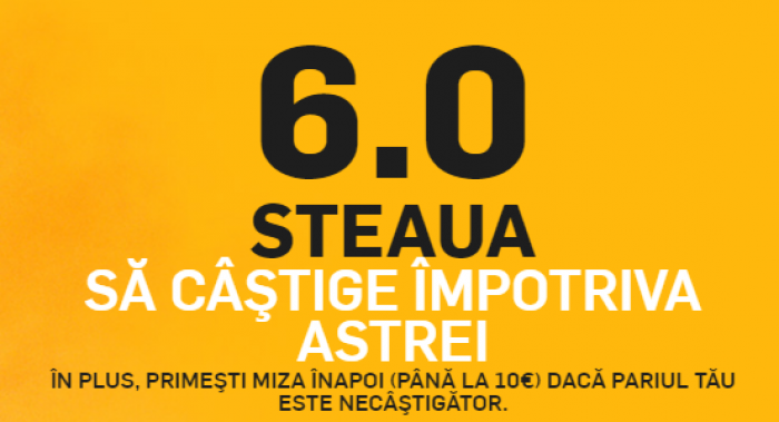 Steaua - Astra | Cota 6.00 pentru victoria Stelei