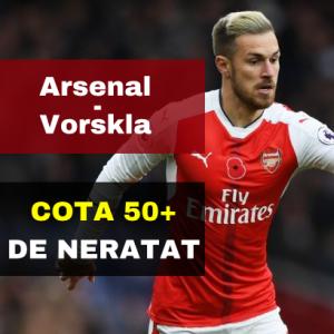 Arsenal - Vorskla: COTA 50.00 marita pentru pariul PESTE 2,5 GOLURI