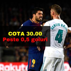 Barcelona - Real Madrid: cota 30.00 marita pentru minim un gol