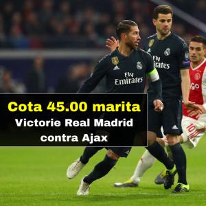 Cota 45.00 marita pentru Victorie Real Madrid contra Ajax Cota 45.00 marita pentru Victorie Real Madrid contra Ajax
