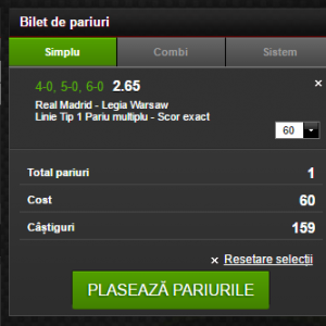 Real Madrid - Legia, pariu de cota 2.65! Real Madrid - Legia, pariu de cota 2.65!