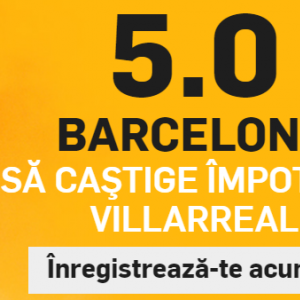 Villarreal - Barcelona. Cota 5.00 pentru 2 solist Villarreal - Barcelona. Cota 5.00 pentru 2 solist