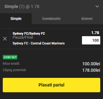  Meciul diminetii - Sydney FC - Central Coast Mariners - Australia A-League - 17.02.2019